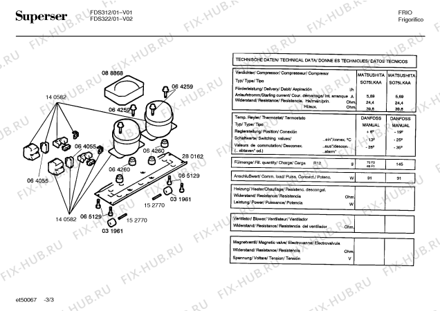 Схема №1 RF9641 с изображением Компрессор для холодильника Bosch 00140582