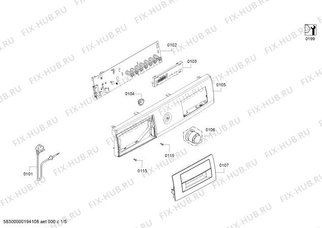 Схема №2 WAT24165IN с изображением Панель управления для стиралки Bosch 11016254