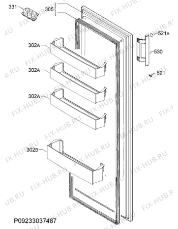 Взрыв-схема холодильника Electrolux ERF2004AOW - Схема узла Door 003