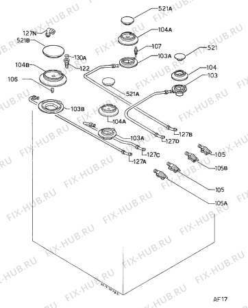 Взрыв-схема плиты (духовки) Zanussi ZC605C - Схема узла Functional parts 267