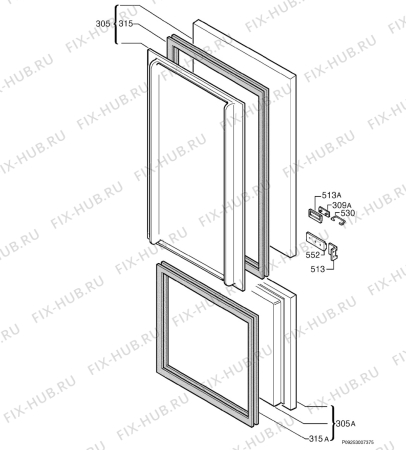 Взрыв-схема холодильника Rex FI320DH - Схема узла Door 003