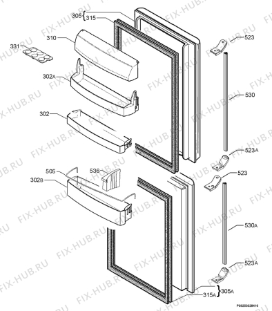 Взрыв-схема холодильника Aeg Electrolux S65328KG - Схема узла Door 003