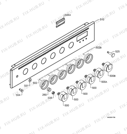 Взрыв-схема плиты (духовки) Electrolux EKG603302W - Схема узла Command panel 037