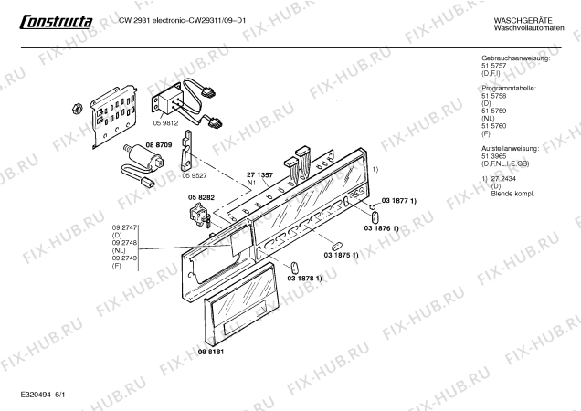 Схема №1 CW29311 CW2931 ELECTRONIC с изображением Ручка для стиралки Bosch 00088181