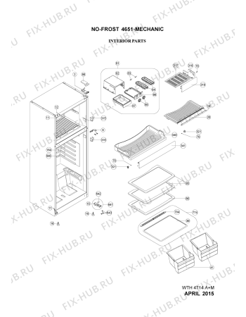 Схема №1 WTH4714 A+M с изображением Дверь для холодильной камеры Whirlpool 482000090424