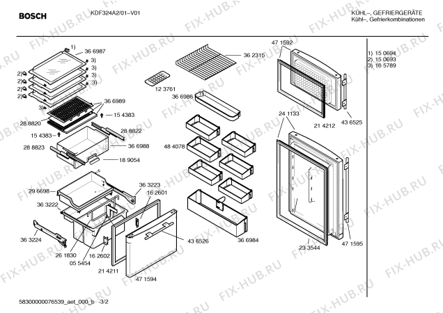 Схема №1 KDF324A2 с изображением Дверь для холодильной камеры Bosch 00471592