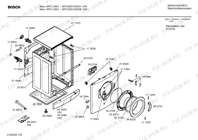 Схема №1 WFO2051GR Maxx WFO2051 с изображением Инструкция по установке и эксплуатации для стиральной машины Bosch 00586548
