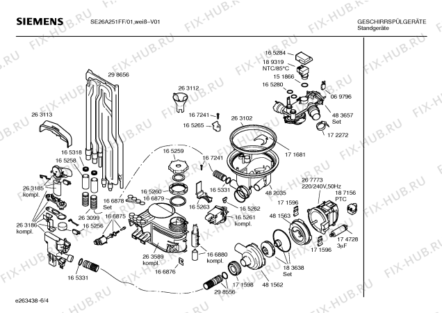 Взрыв-схема посудомоечной машины Siemens SE26A251FF - Схема узла 04