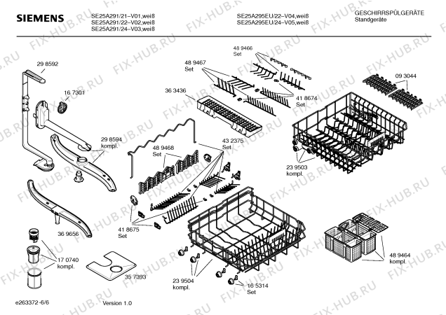Схема №2 SE26A294EU с изображением Инструкция по эксплуатации для посудомоечной машины Siemens 00588570