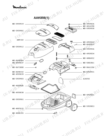 Взрыв-схема пылесоса Moulinex AAK856(1) - Схема узла RP002159.1P3