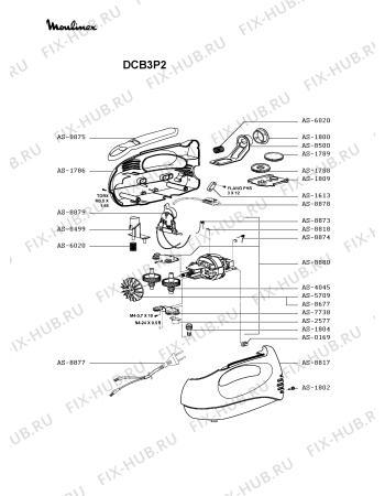 Взрыв-схема блендера (миксера) Moulinex DCB3P2 - Схема узла 0P002869.2P2