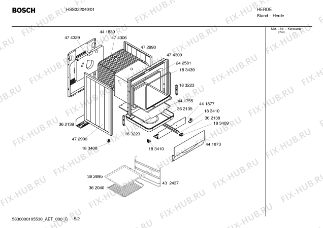Схема №1 HSS322040 с изображением Кольцо для электропечи Bosch 00426443