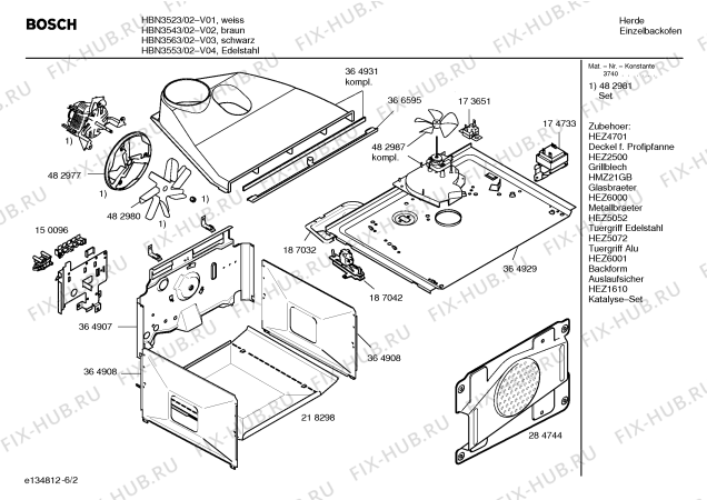 Схема №2 HBN3563 с изображением Инструкция по эксплуатации для плиты (духовки) Bosch 00584304