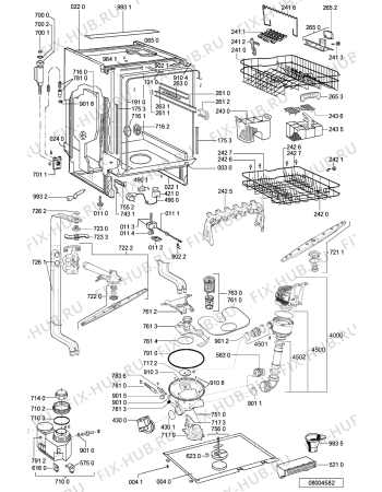 Взрыв-схема посудомоечной машины Whirlpool KDFX6010 (F091664) - Схема узла