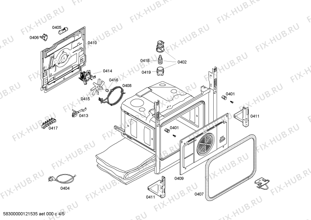 Взрыв-схема плиты (духовки) Siemens HM524201T - Схема узла 04