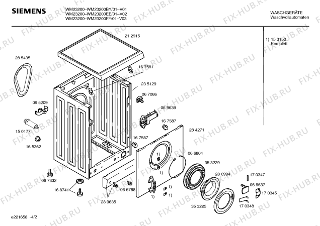 Схема №1 WM22400EE SIWAMAT 2240 с изображением Инструкция по эксплуатации для стиральной машины Siemens 00527385