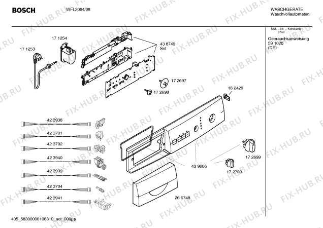 Схема №1 WFL2064 Maxx WFL 2064 с изображением Панель управления для стиралки Bosch 00439606