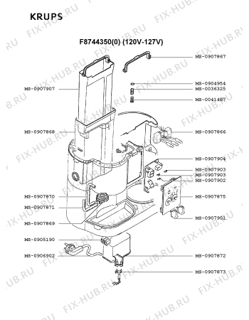 Взрыв-схема кофеварки (кофемашины) Krups F8744350(0) - Схема узла OP001852.8P4