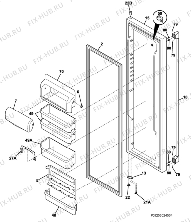 Взрыв-схема холодильника Aeg Electrolux S75628SK10 - Схема узла Refrigerator door