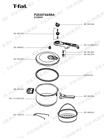 Схема №1 P2530744/89A с изображением Котелка Seb SS-7117001539