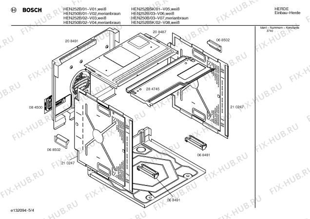 Схема №1 HEN252B с изображением Инструкция по эксплуатации для плиты (духовки) Bosch 00518876