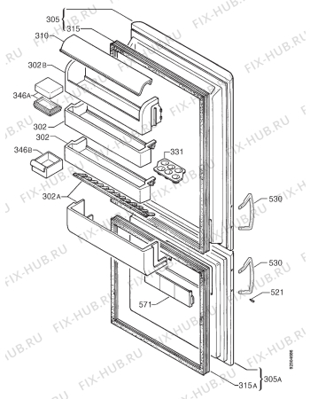Взрыв-схема холодильника Zanussi ZO32W - Схема узла Door 003