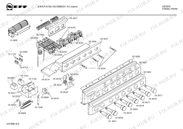 Схема №2 E6720B0 JOKER 6720 с изображением Передняя панель для плиты (духовки) Bosch 00280861