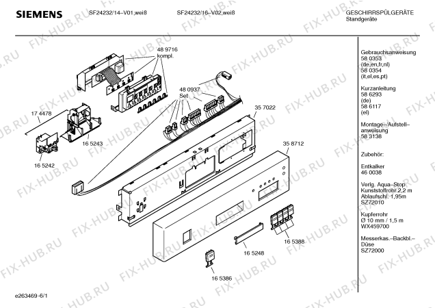 Схема №1 SRS43M02EU с изображением Краткая инструкция для посудомоечной машины Bosch 00586117