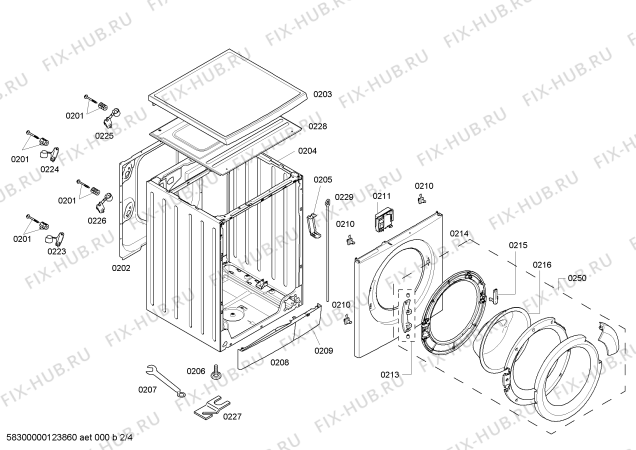 Взрыв-схема стиральной машины Bosch WAS28360FG Logixx 8 Sensitive - Схема узла 02