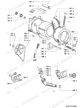 Схема №1 AWM 310/A с изображением Рукоятка для стиралки Whirlpool 481249878091