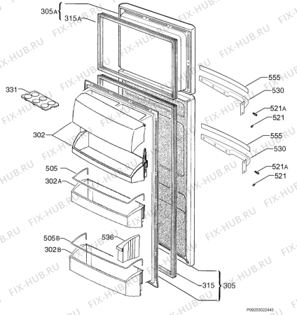 Взрыв-схема холодильника Aeg Electrolux S71330DT2 - Схема узла Door 003