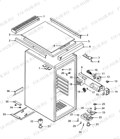 Взрыв-схема холодильника Quelle QR4 - Схема узла Cabinet + armatures