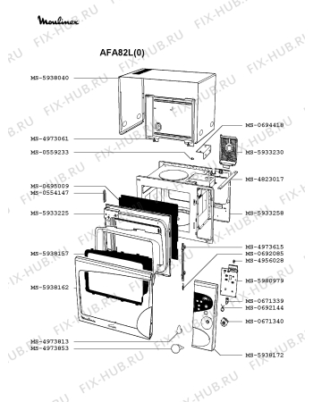 Взрыв-схема микроволновой печи Moulinex AFA82L(0) - Схема узла FP002075.1P2