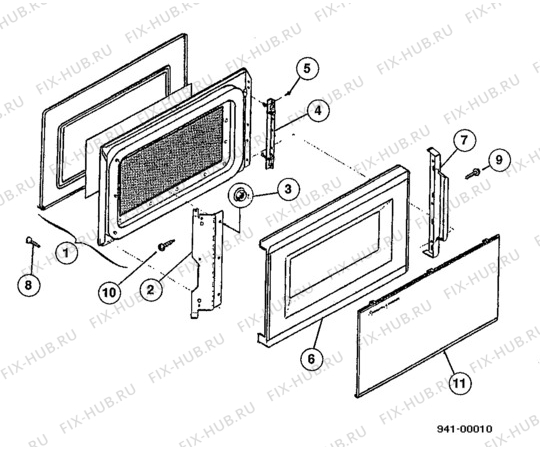 Взрыв-схема микроволновой печи Electrolux NF4080WLOT15 - Схема узла Door 003