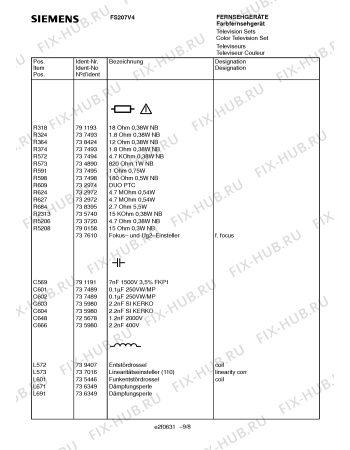 Схема №2 FS207V4 с изображением Кнопка для телевизора Siemens 00791699