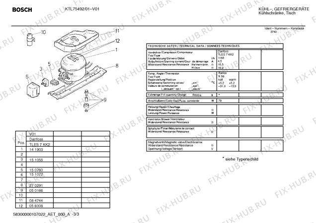 Взрыв-схема холодильника Bosch KTL75492 - Схема узла 03