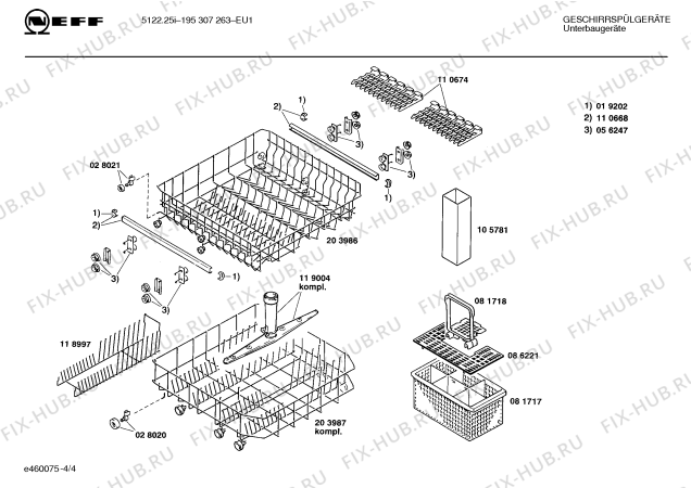Взрыв-схема посудомоечной машины Neff 195307263 5122.25I - Схема узла 04