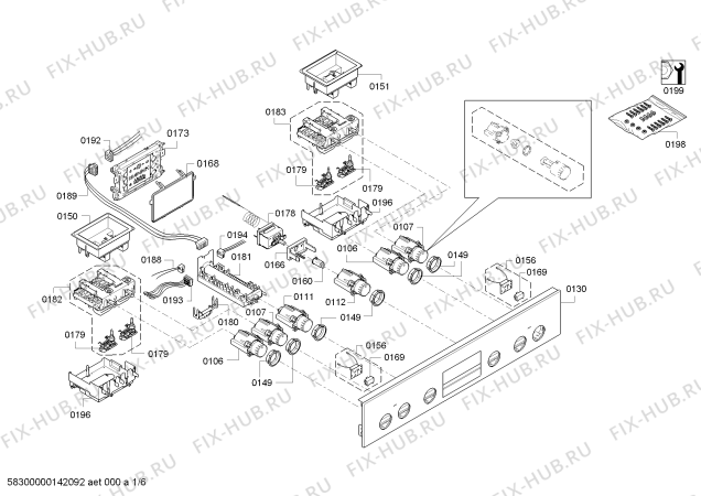 Схема №1 HEA24B140 с изображением Ручка переключателя для плиты (духовки) Bosch 00613739