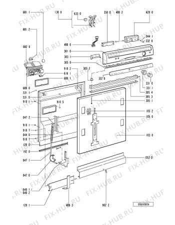 Схема №1 ADG 975/1 WHM с изображением Панель для посудомойки Whirlpool 481245379975