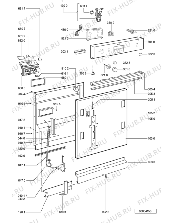 Схема №1 ADG 8347 NB с изображением Модуль (плата) управления для посудомойки Whirlpool 481221838284