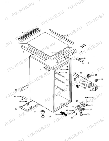 Взрыв-схема холодильника Electrolux EU0941T - Схема узла Cabinet + armatures