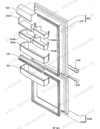 Взрыв-схема холодильника Electrolux TR1121 - Схема узла Door 003