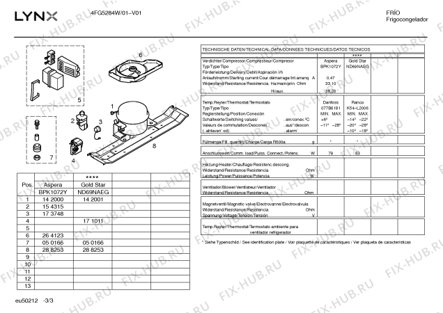 Взрыв-схема холодильника Lynx 4FG5284W - Схема узла 03