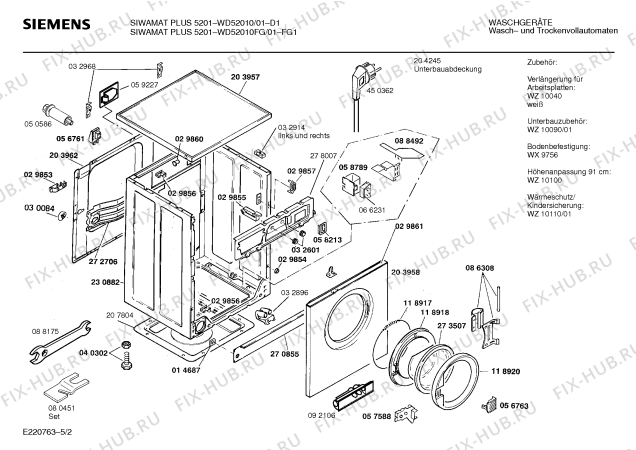 Схема №1 WD52010 SIWAMAT PLUS 5201 с изображением Панель управления для стиральной машины Siemens 00283671