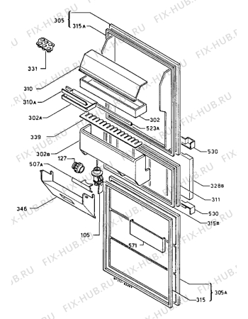 Взрыв-схема холодильника Zanussi ZFF303E - Схема узла Doors