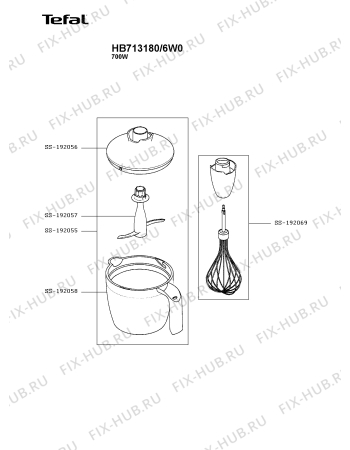 Взрыв-схема блендера (миксера) Tefal HB713180/6W0 - Схема узла XP003596.1P2