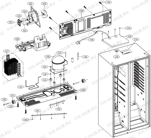Взрыв-схема холодильника Gorenje NRS85557E (198444, HRF661FF/ASS) - Схема узла 05