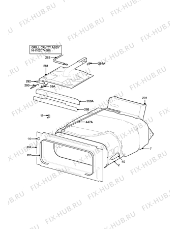 Взрыв-схема плиты (духовки) Tricity Bendix SG552DWN - Схема узла H10 Grill cavity assy