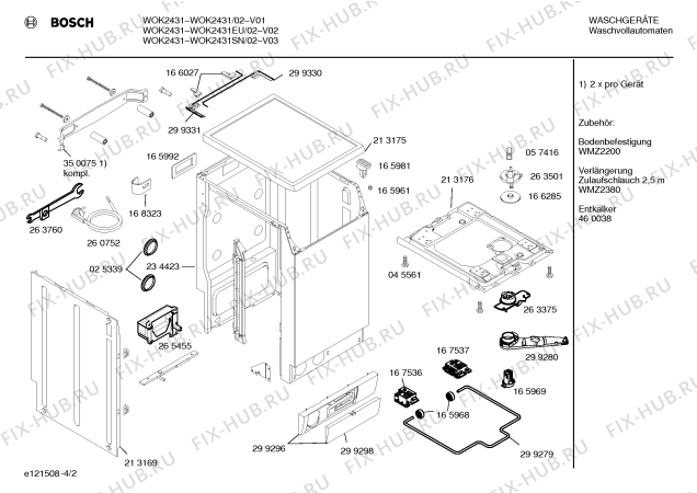 Взрыв-схема стиральной машины Bosch WOK2431 - Схема узла 02
