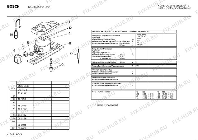 Взрыв-схема холодильника Bosch KKU334A1 - Схема узла 03